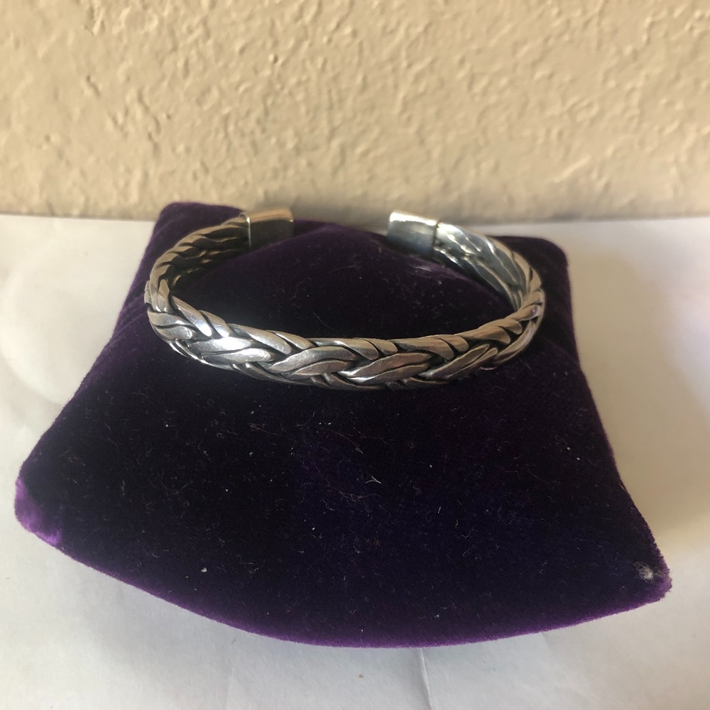 Solid Silver Braided Cuff - image 1